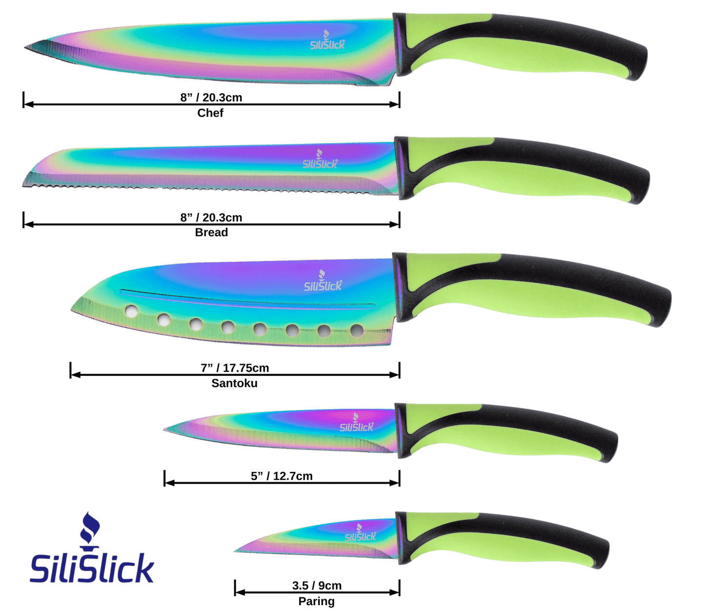 Kitchen Knife Set - Green Handle - SnagItCo.