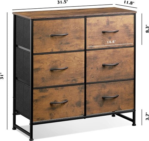 6 Drawer Dresser Rustic Brown For Bedroom Storage Solutions - SnagItCo.