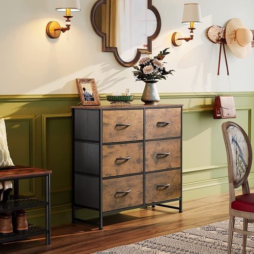 6 Drawer Dresser Rustic Brown For Bedroom Storage Solutions - SnagItCo.