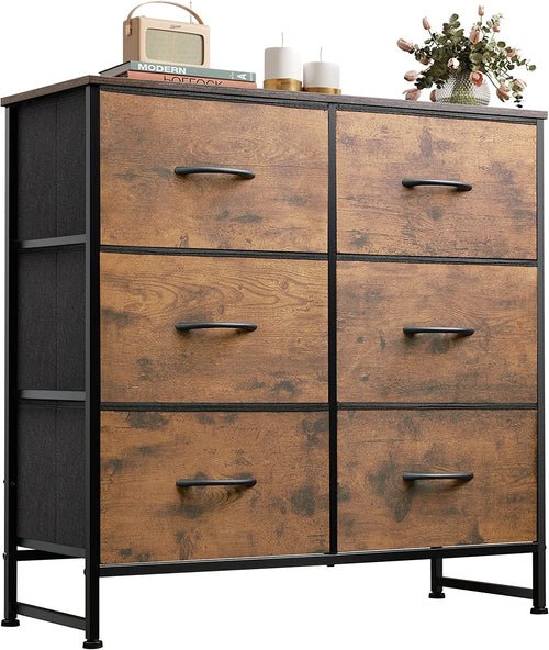 6 Drawer Dresser Rustic Brown For Bedroom Storage Solutions - SnagItCo.