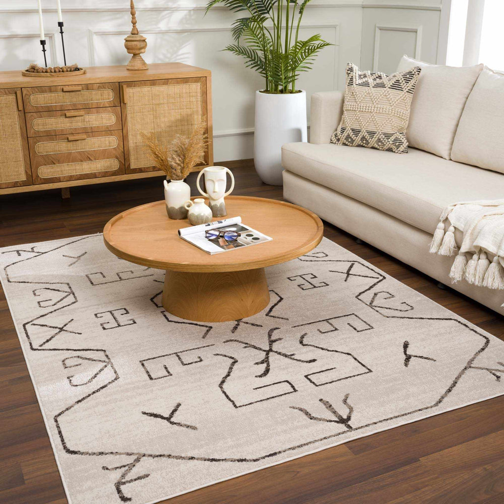 Azzan Cream & Charcoal Area Rug - SnagItCo.