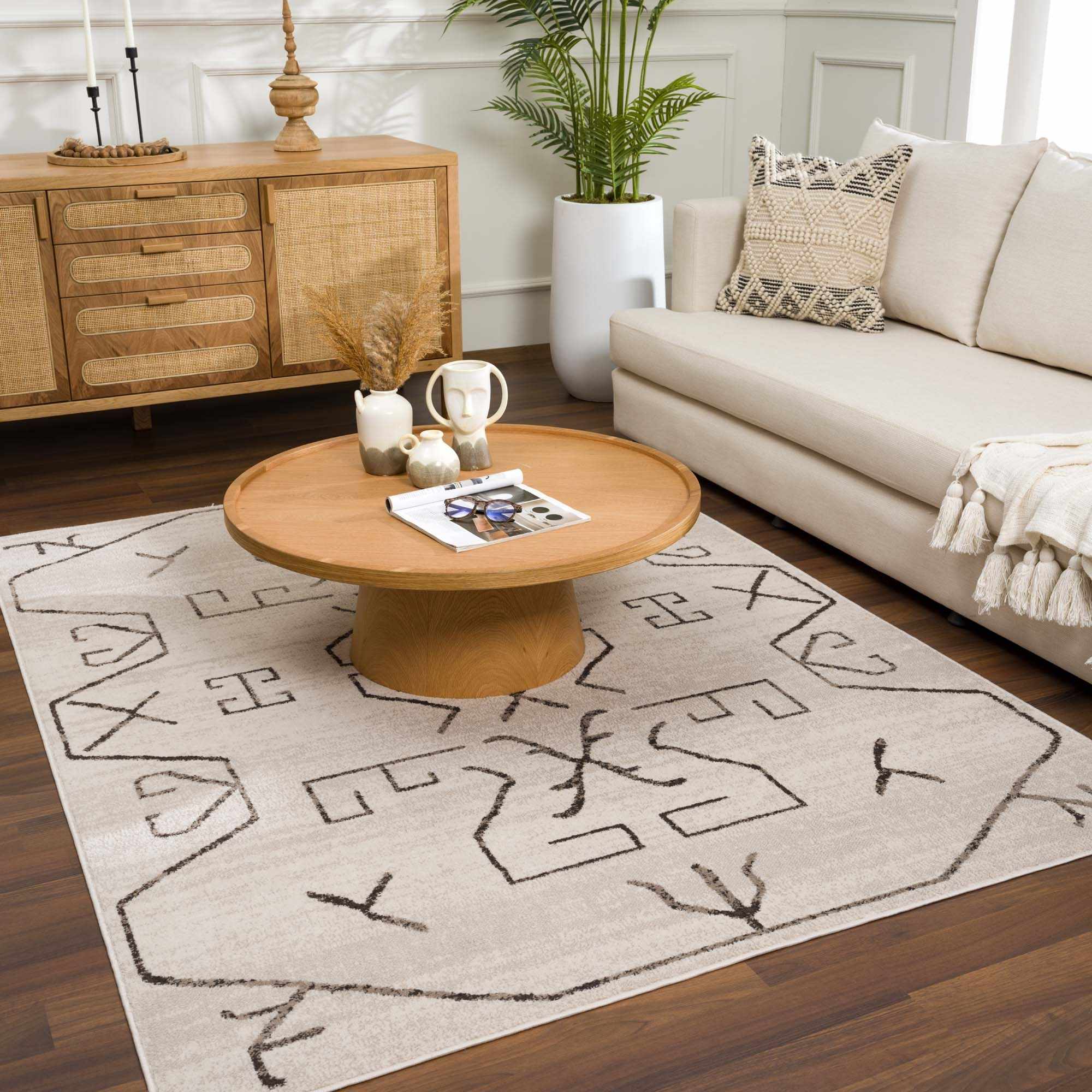 Azzan Cream & Charcoal Area Rug - SnagItCo.