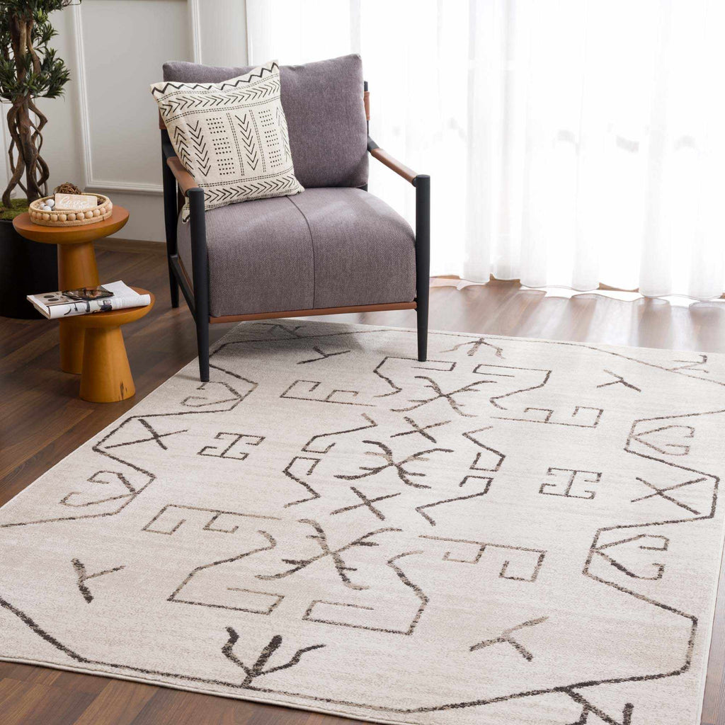 Azzan Cream & Charcoal Area Rug - SnagItCo.