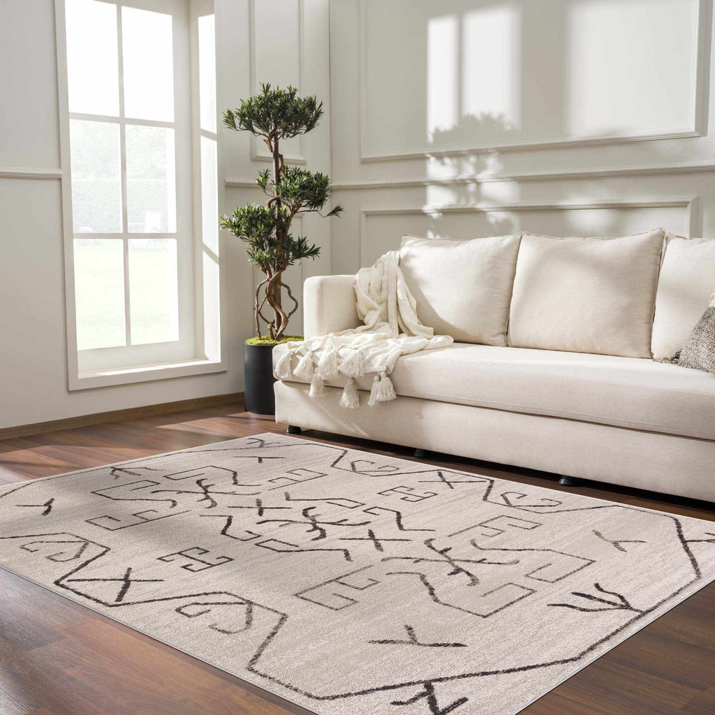 Azzan Cream & Charcoal Area Rug - SnagItCo.