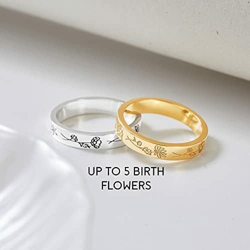 Birth Month Flowers Ring, Family Floral Ring, Gift for Mom,Mother Ring - SnagItCo.