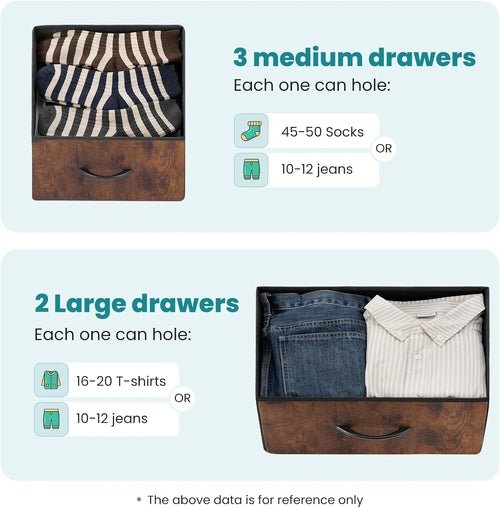 Dresser for Bedroom with 5 Drawers, Wide Chest of Drawers, Fabric - SnagItCo.