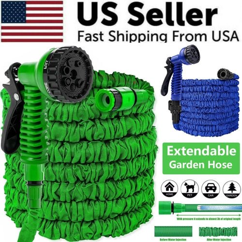 Expanding Expandable Flexible Garden Water Hose w Spray Nozzle 25, 50, - SnagItCo.