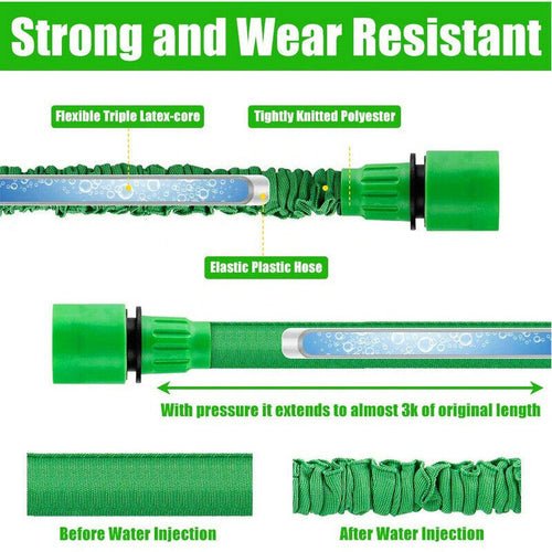 Expanding Expandable Flexible Garden Water Hose w Spray Nozzle 25, 50, - SnagItCo.