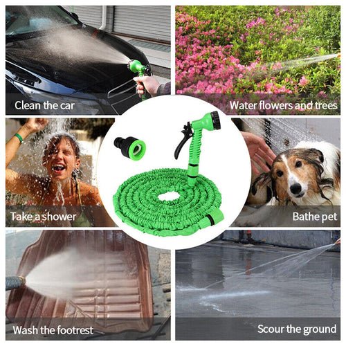 Expanding Expandable Flexible Garden Water Hose w Spray Nozzle 25, 50, - SnagItCo.