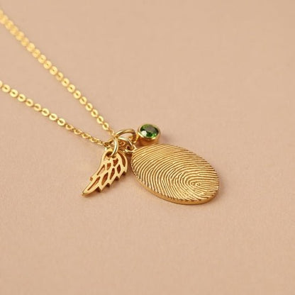Fingerprint Necklace, Fingerprint Jewelry With Birthstone - SnagItCo.