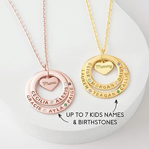 Grandma Necklace Birthstone, Grandkids Names Necklace, Nana Jewelry - SnagItCo.