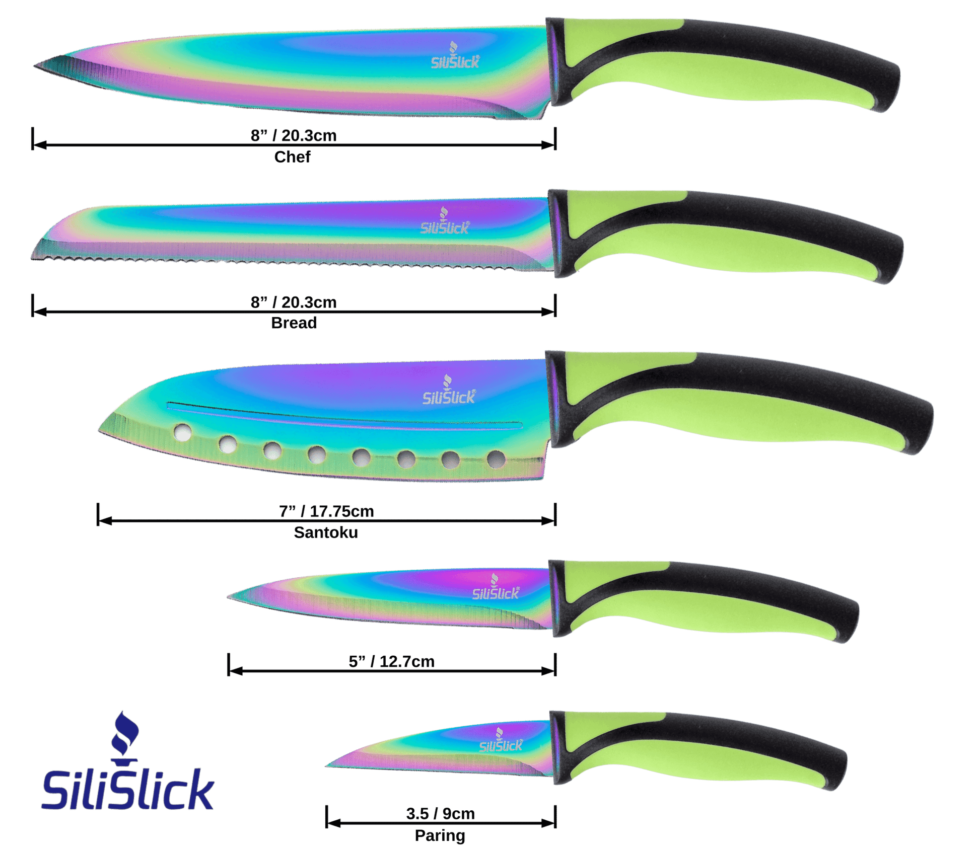 Kitchen Knife Set - Green Handle - SnagItCo.
