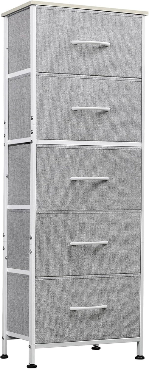 Light Grey Fabric Dresser 5 Drawer Organizer Storage Solution - SnagItCo.