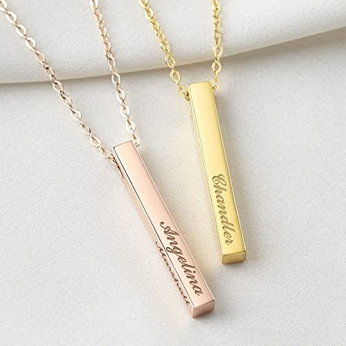 Personalized Mother Necklace, 4 Side Bar Necklace, Kids Names Necklace - SnagItCo.