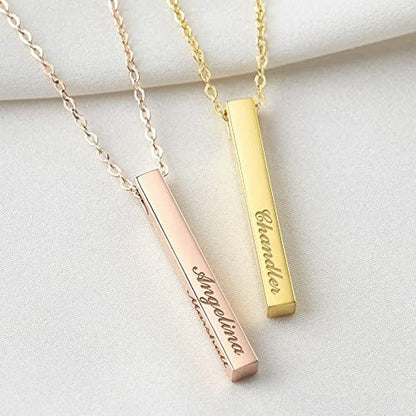 Personalized Mother Necklace, 4 Side Bar Necklace, Kids Names Necklace - SnagItCo.