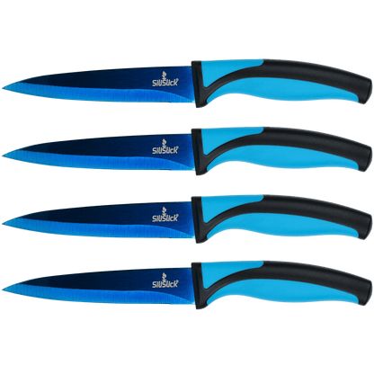 Steak Knife Set 4 Titanium Coated Deep Blue Blade - SnagItCo.